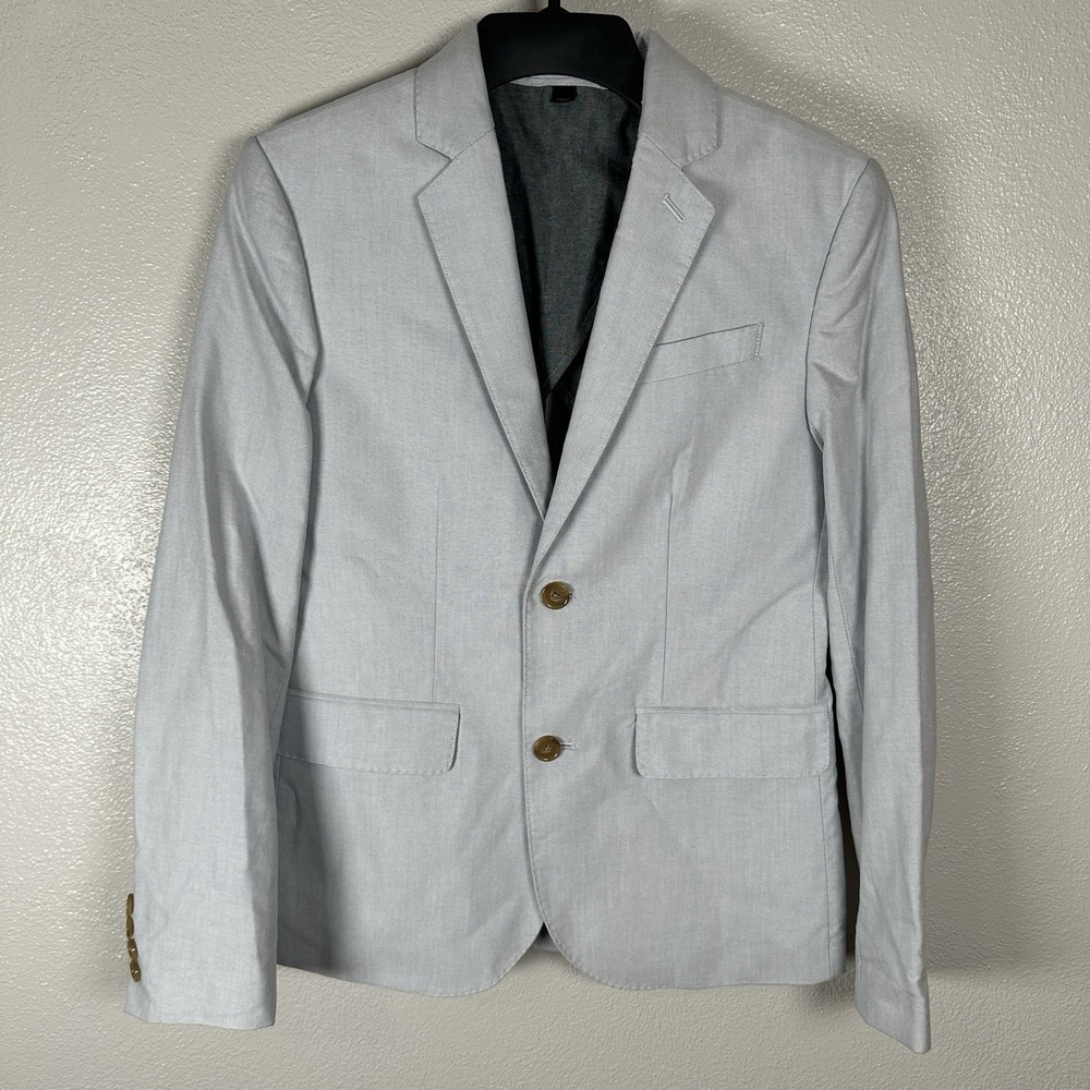 NEW J.Crew Crewcuts Ludlow Blazer Boys 14 Light Blue Cotton Unstructured Jacket